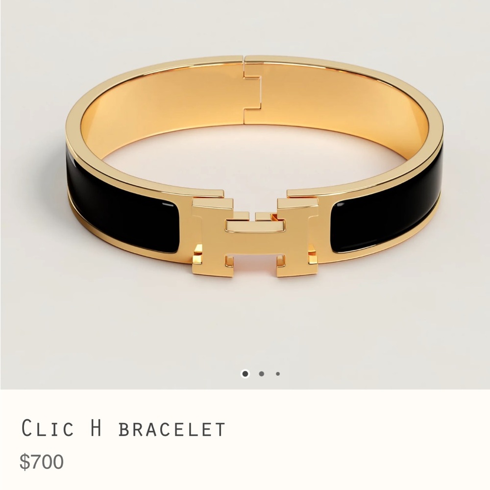 Hermes Clic H Bracelet in black and gold